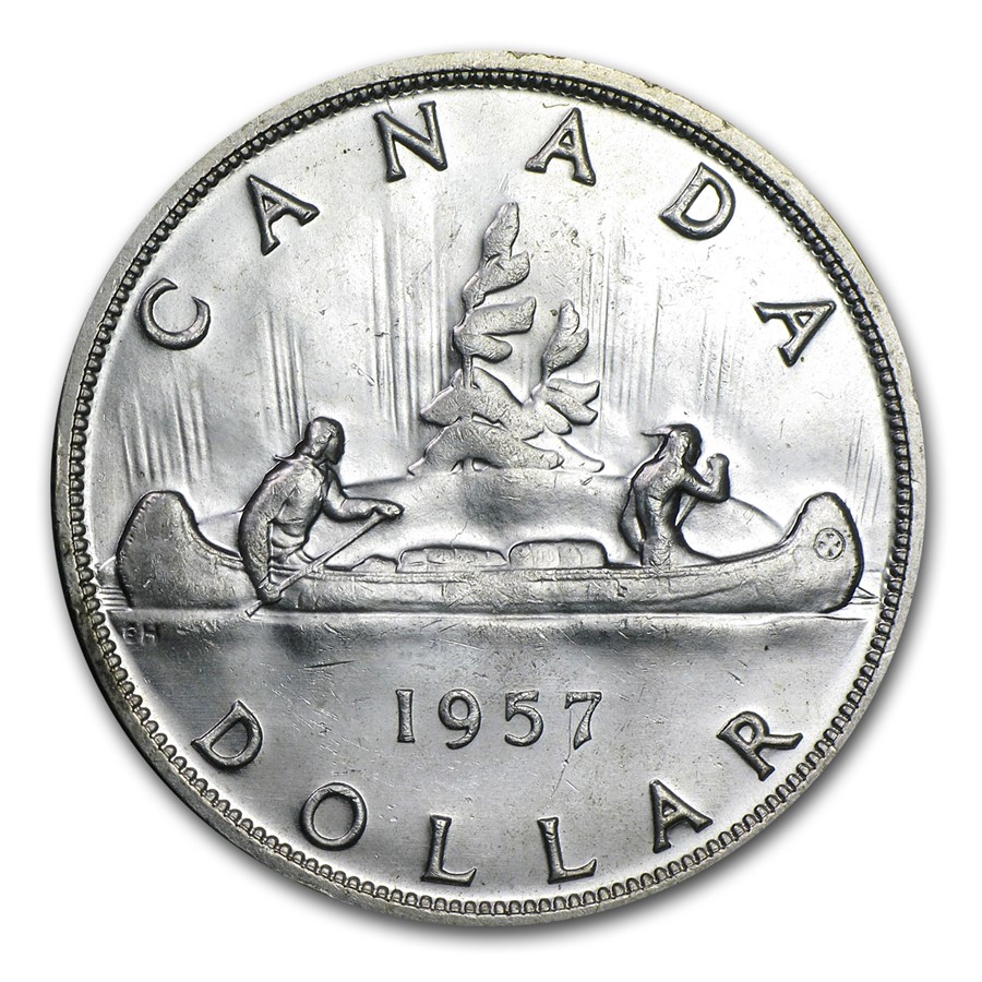 1957 Canada Silver Dollar AU Canadian Silver Dollars APMEX